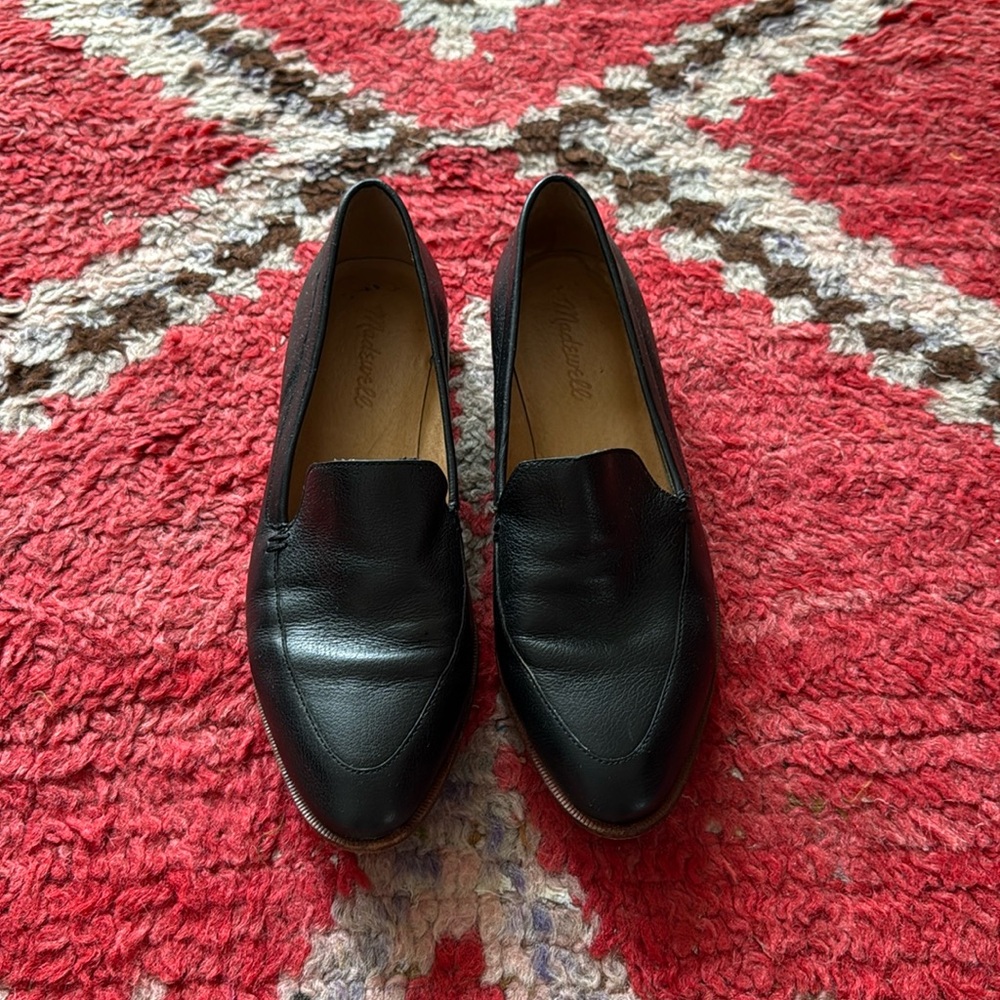 Madewell Black Leather Pointed-Toe Loafers